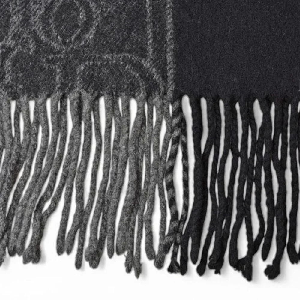 Dior Scarf Winter Wool Cashmere Logo Trotter Black Gray